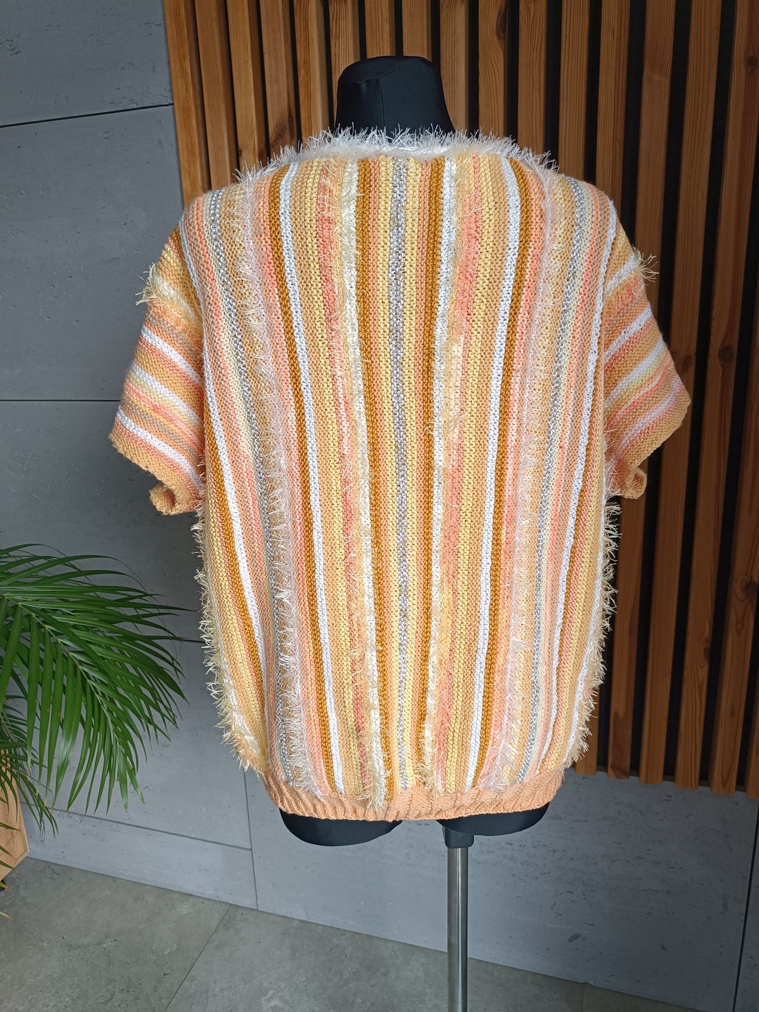 Sweter ręcznie robiony dziergany vintage r.2xl/3xl