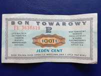 Bon Towarowy PKO - 1 cent 1969 r.