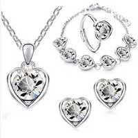 Nowy piękny komplet biżuterii srebrnej srebrna biżuteria damska zestaw