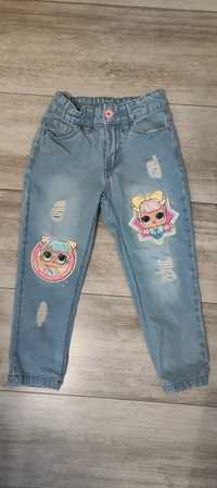 Spodnie lol jeansy przetarcia 104