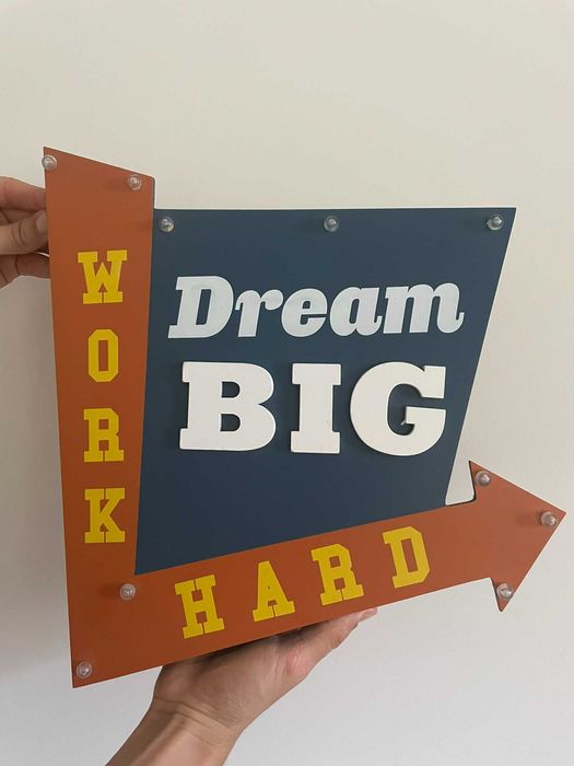 Placa Decorativa - Dream Big Work Hard