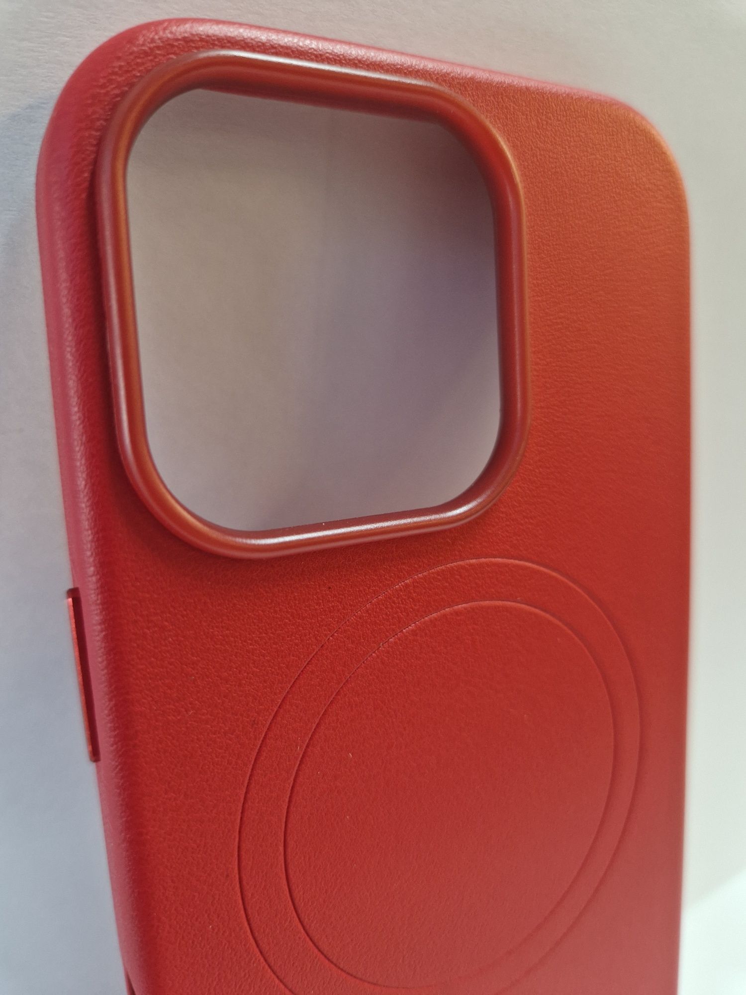 MagSafe Leather Case Iphone 16 Pro Czerwony + szkło 9h