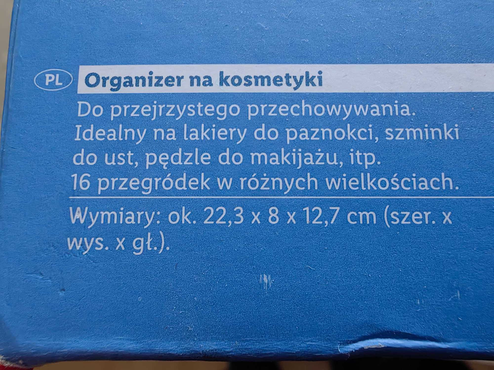 Pojemnik na kosmetyki do makijażu -przeźroczyty plastik, 16 przegródek