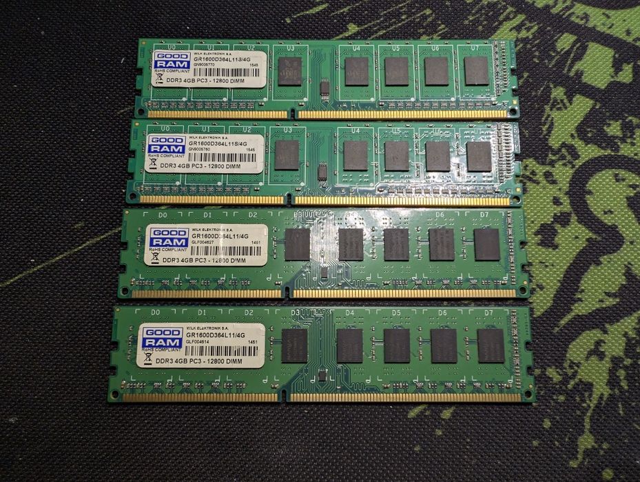 Оперативна пам'ять 16 гб DDR3 4GB 1600 MHz Goodram GR1600D364L11/4 КОМ