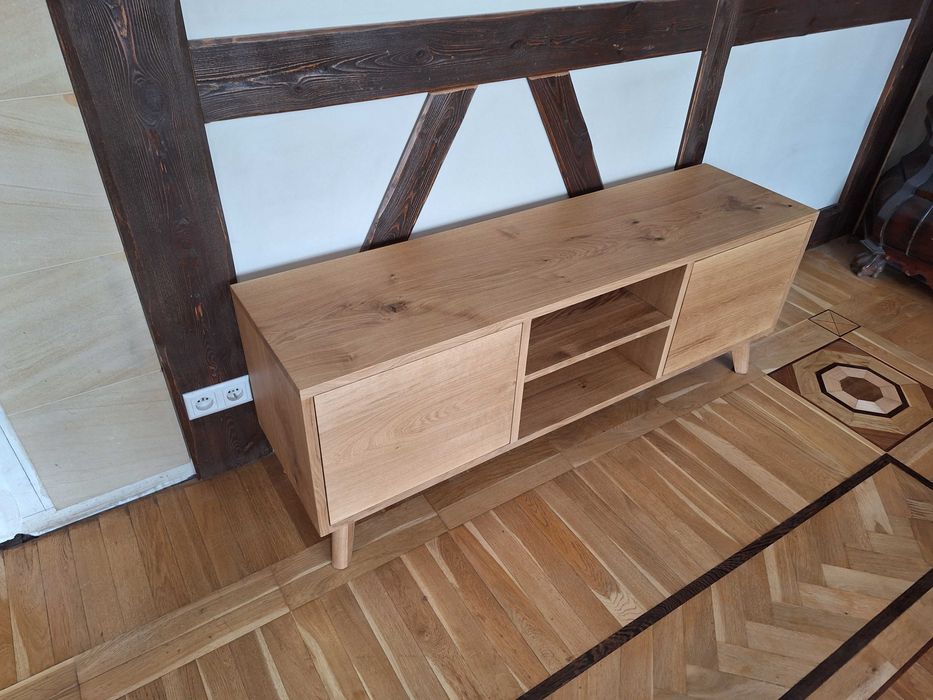 Szafka RTV dębowa  lite drewno- dostępna od ręki