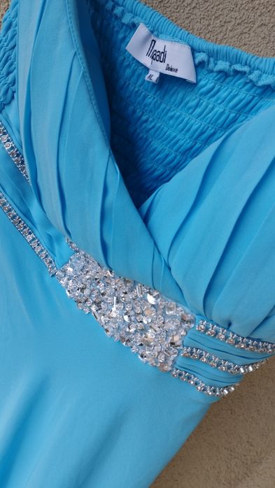 Sukienka damska Mayaadi Deluxe r. XL jasno niebieska na ślub sylwestra