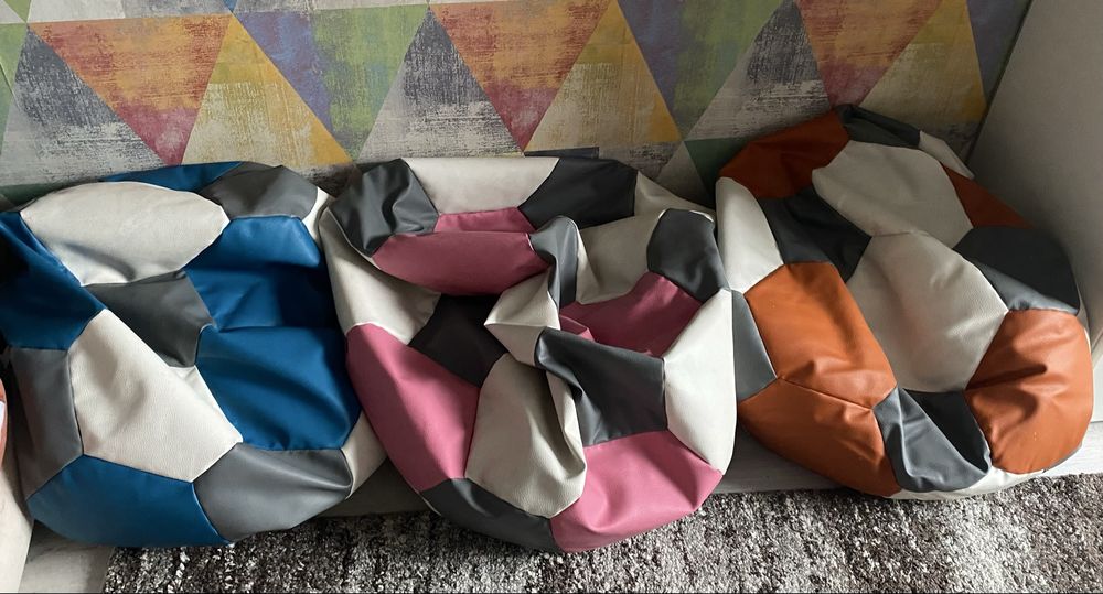 Pufy dla dzieci pilka rozowa i brazowa