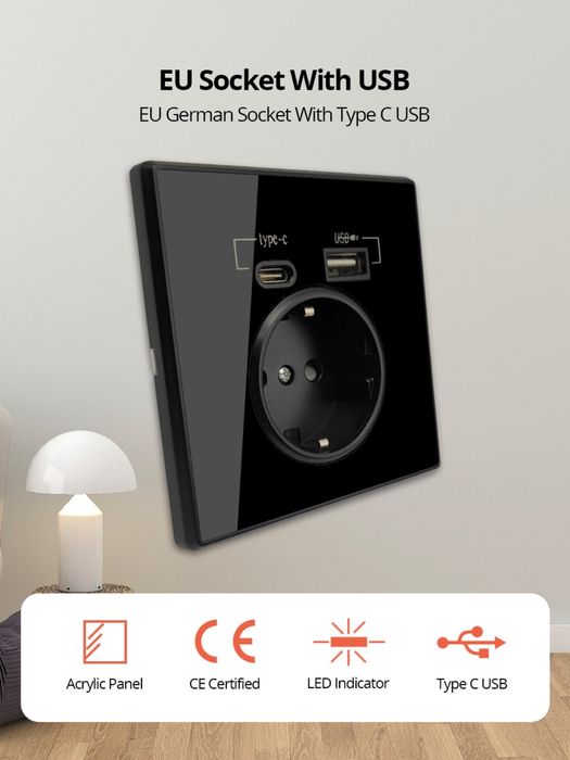 Розетка з USB і type-c