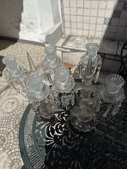 Candelabros estilo Baccarat Cristal Sereia de três lumes- par