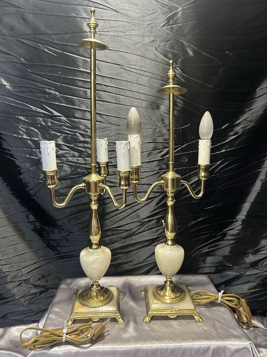 Zestaw lamp mosiężnych z onyksu  komplet 2 sztuki