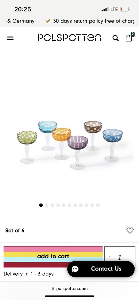 Pucharki multicolour cuttings glasses set 6 Pols Potten
