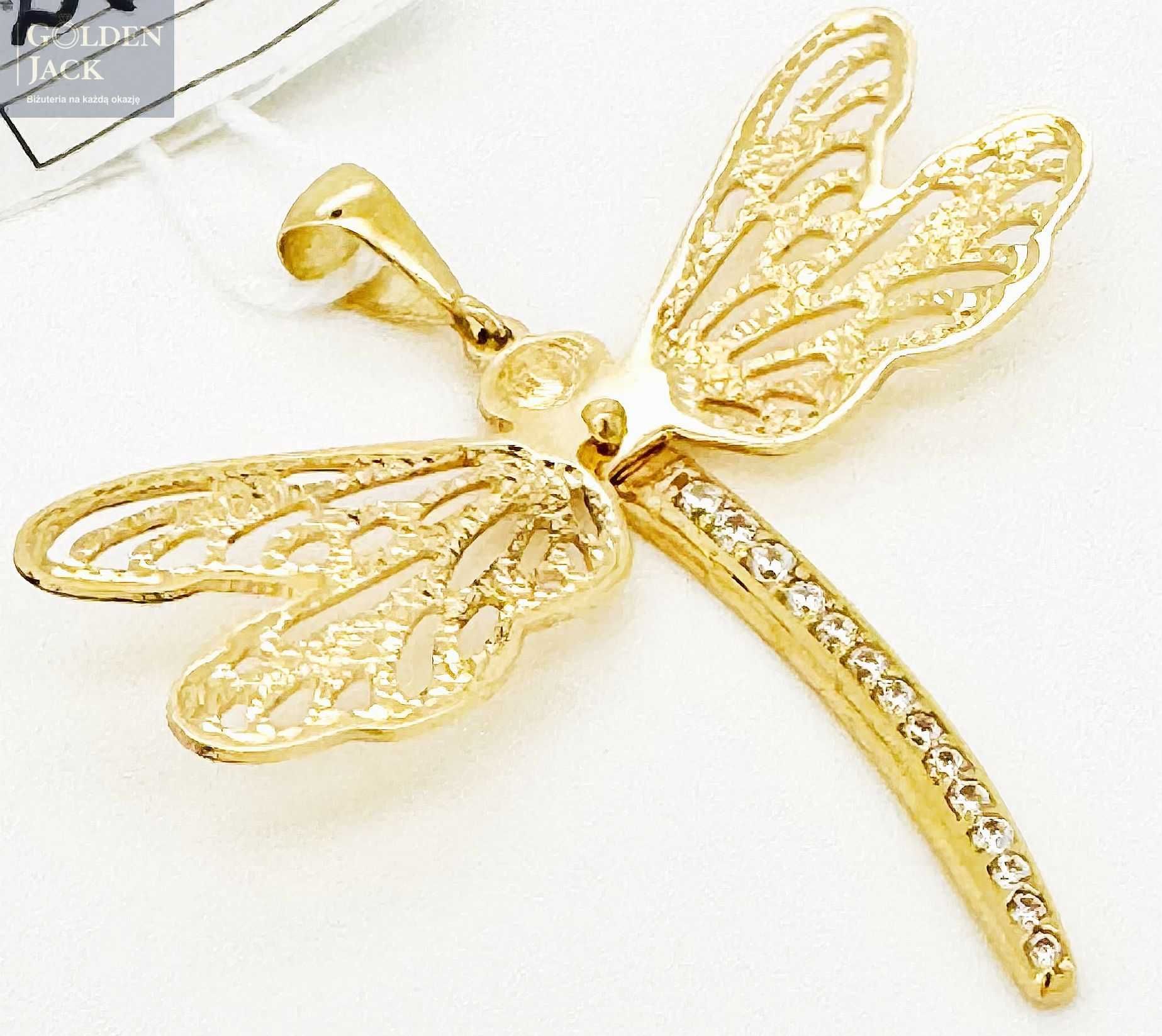 Złota zawieszka wisiorek Ważka złoto pr. 585 waga 2,05 g dł. 3,5 cm
