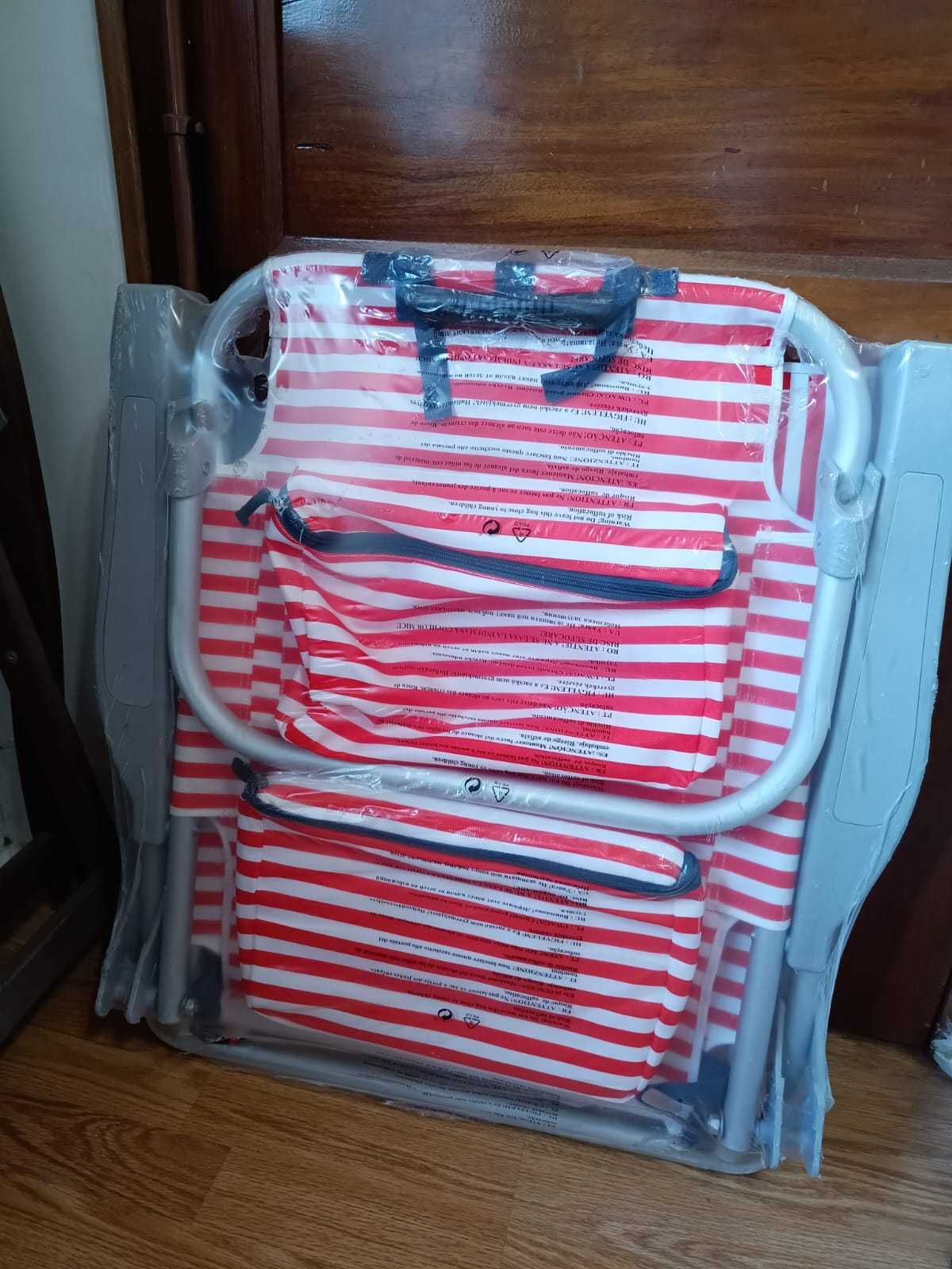 Cadeira de praia mochila com almofada e porta-copo