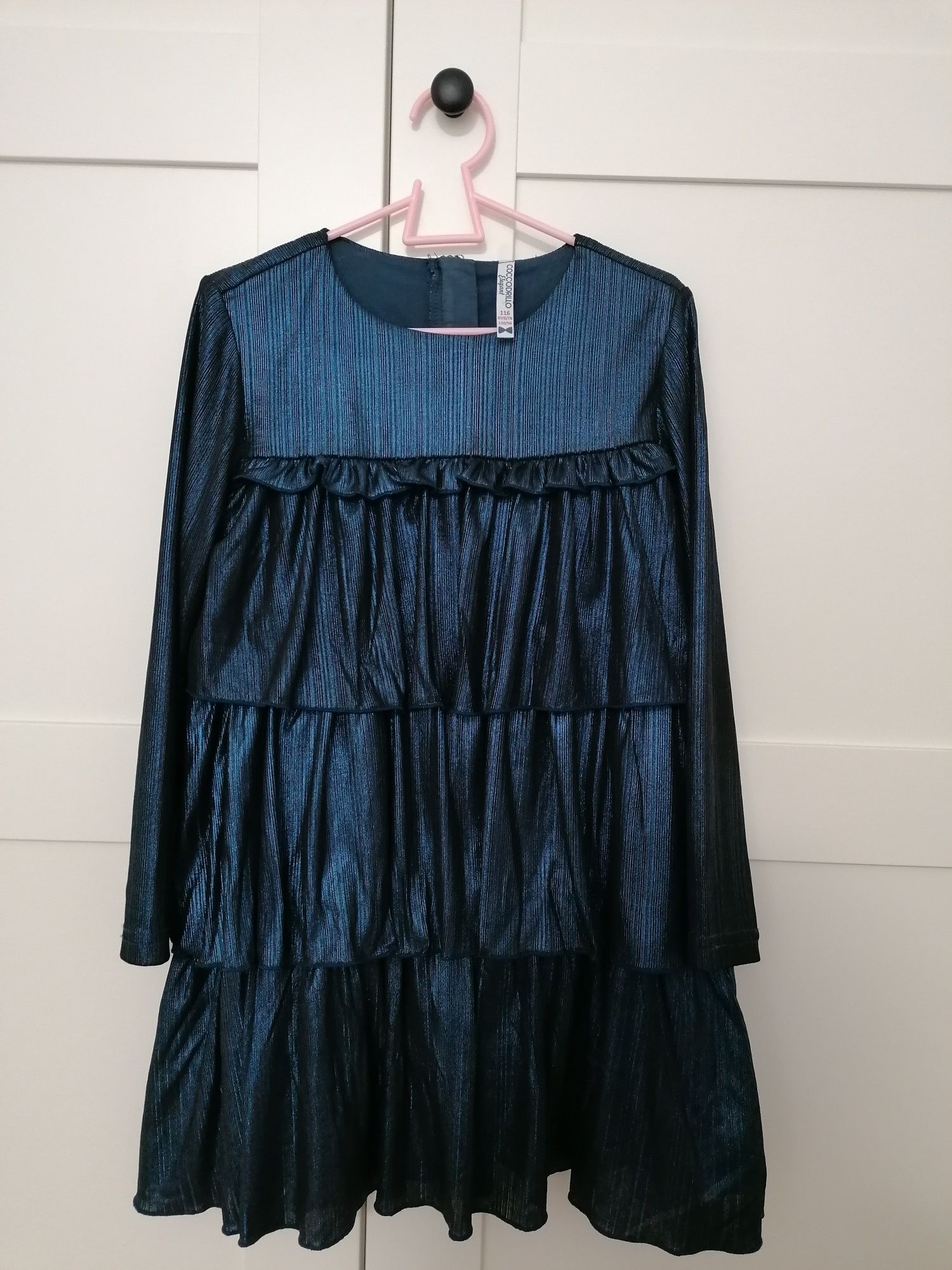 Granatowa elegancka sukienka Coccodrillo (rozmiar 116)