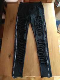 Czarne legginsy z dziurami H&M rozmiar 36 S