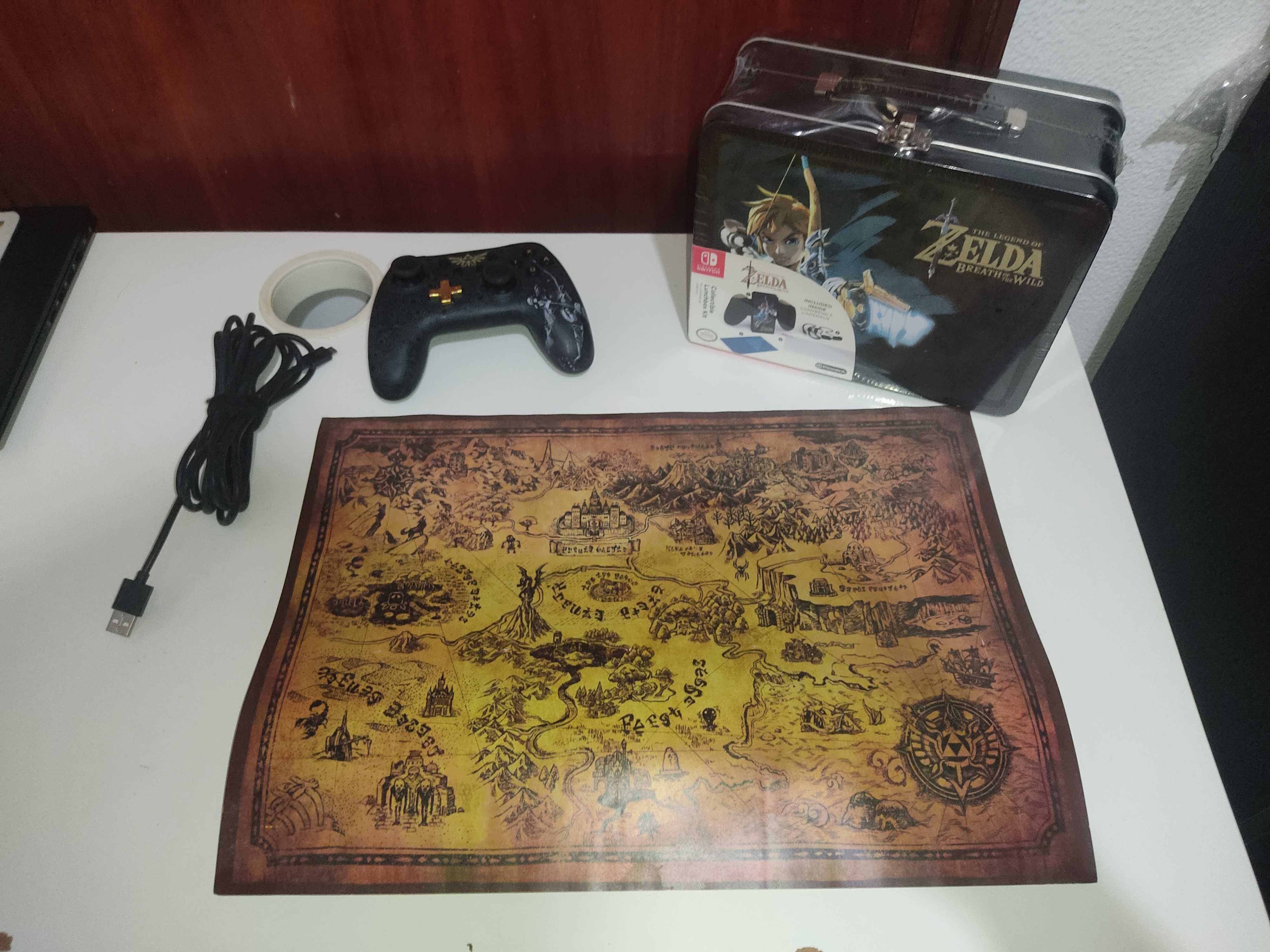 Comando Nintendo Switch Zelda + caixa Zelda + mapa