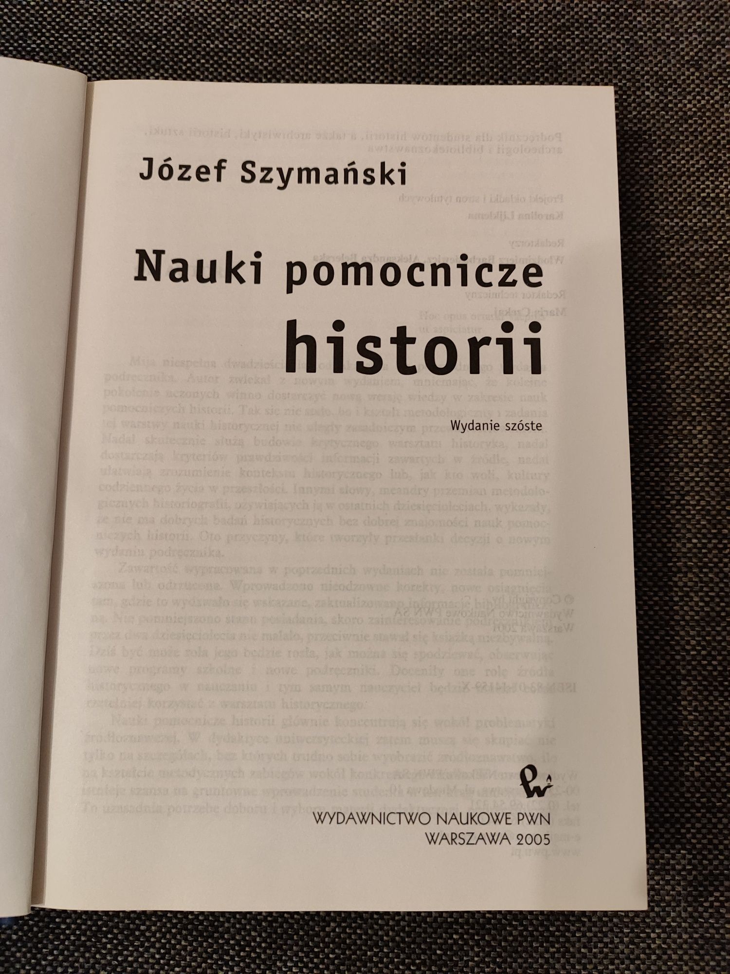 Józef Szymański - Nauki pomocnicze historii