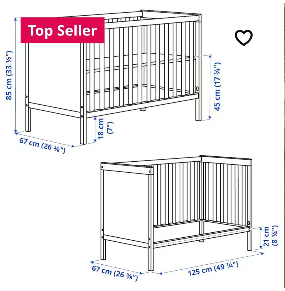 Łóżeczko Sundvik Ikea 120x60 białe