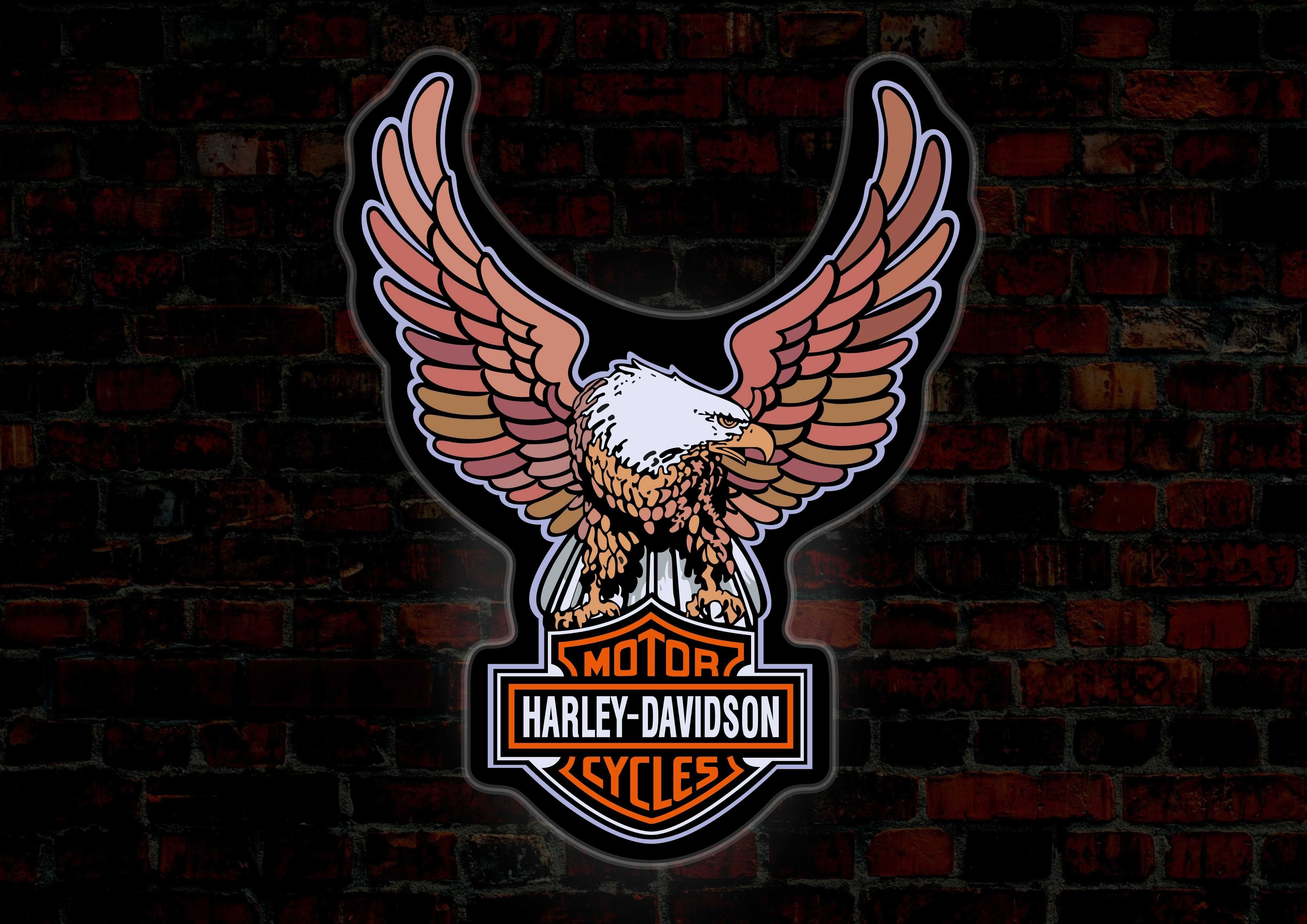 Szyld HARLEY DAVIDSON, Logo H-D, LED NEON, Reklama, Emblemat