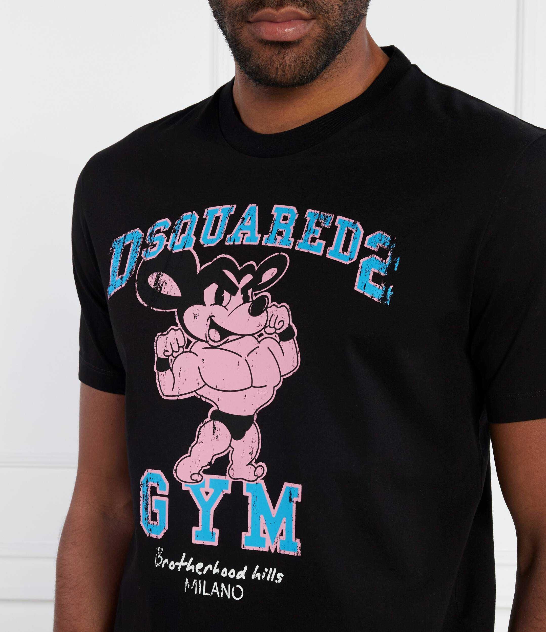 Dsquared2 printed GYM t-shirt black  rozm. L 100% ORYGINAL