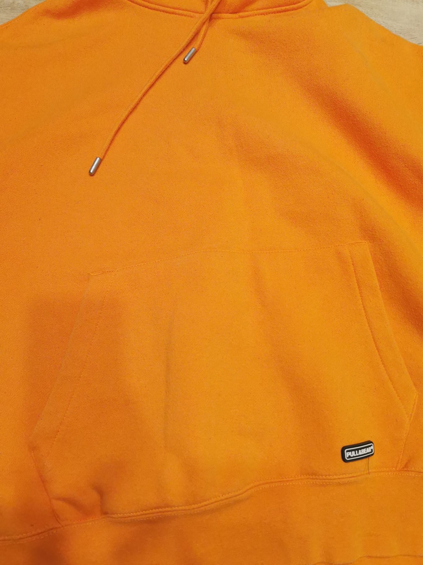 pull and bear bluza z kapturem pomarańczowa gruba M