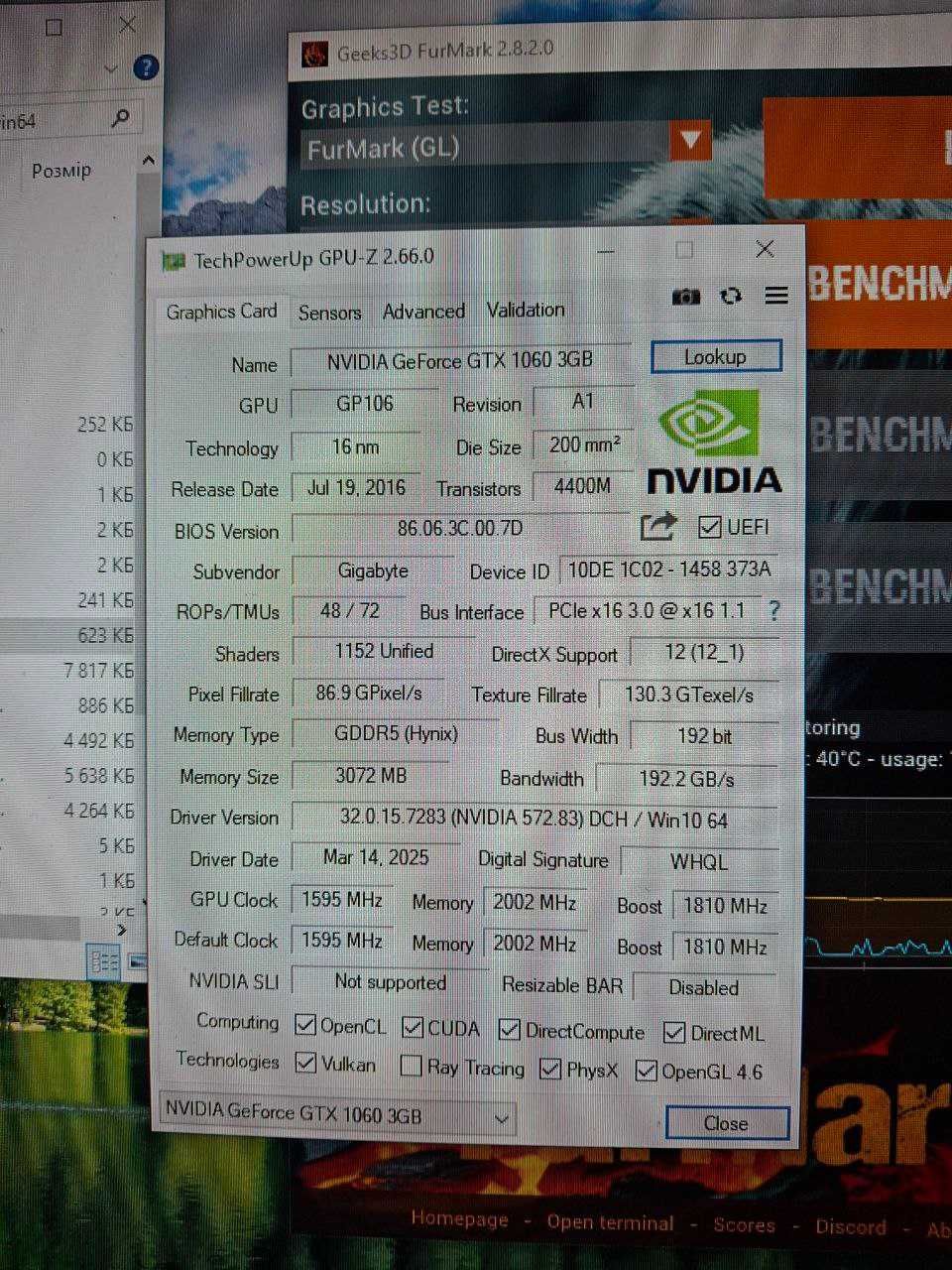 Продам відеокарту GIGABYTE GTX1060 G1 GAMING 3GB