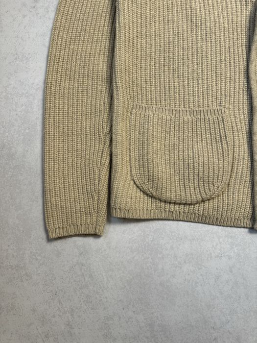 Шерстяной кардиган Reiss мужской вязаный бежевого цвета (оригинал)