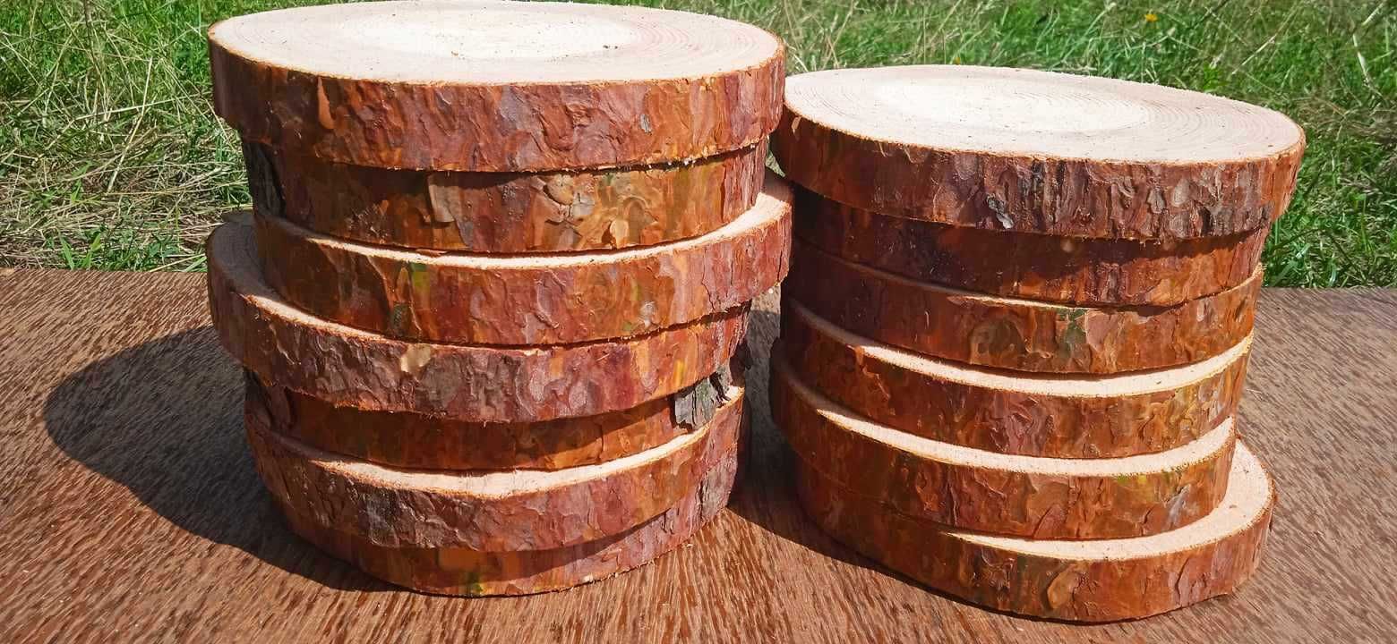 Plastry drewna, 10 sztuk, 18-22cm, krążki drewniane, na stroiki