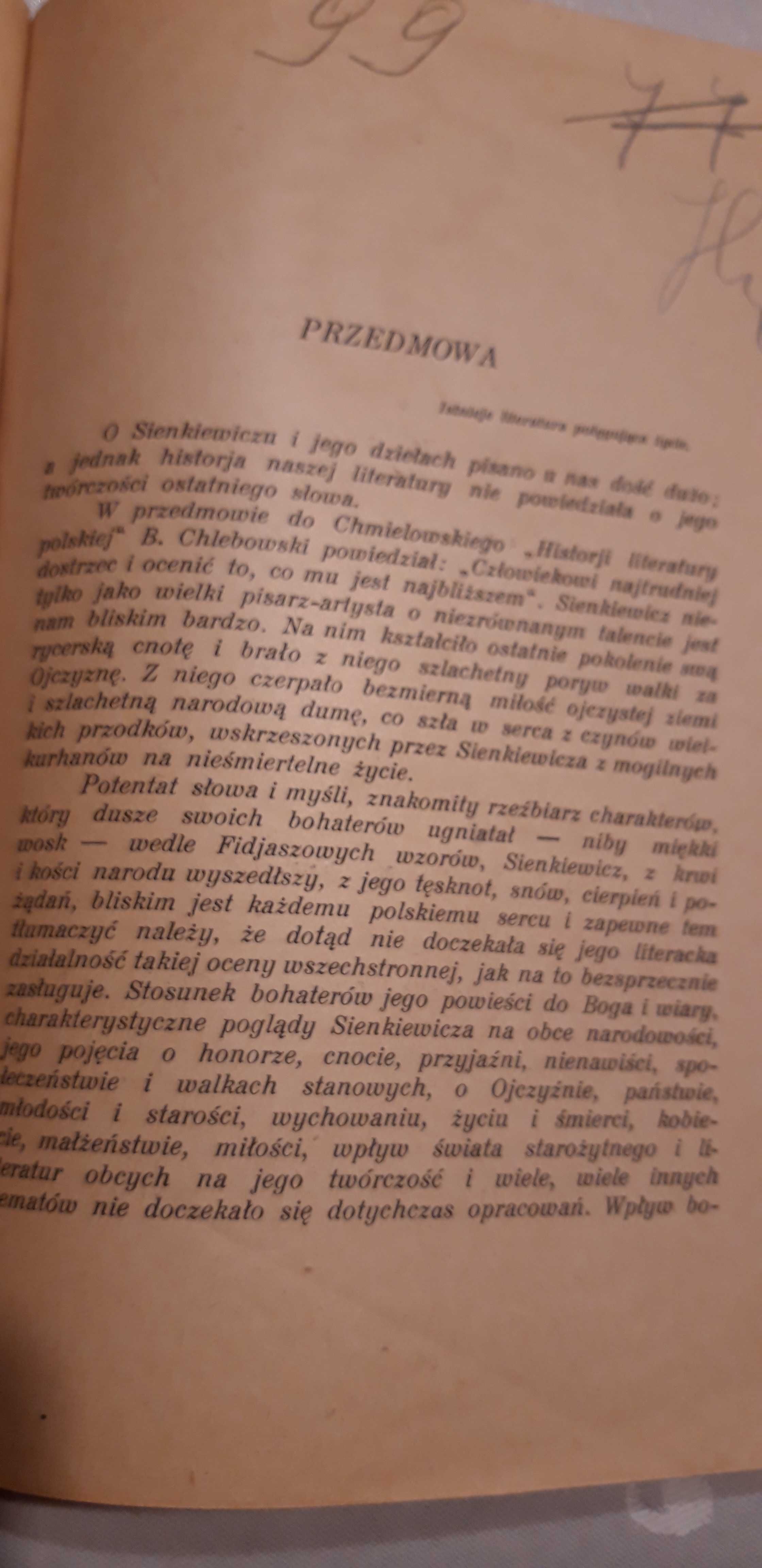 Myśli z Pism Sienkiewicza - W. Kucharski - Lwów 1926, opr,, cudo