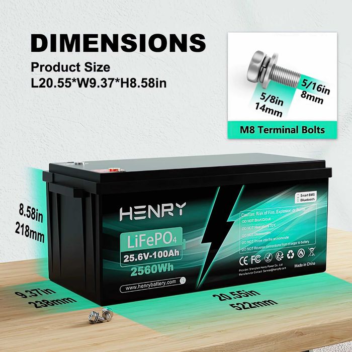 NOWY Akumulator LiFePO4 100Ah 24V HENRY – Bluetooth, Mata Grzewcza