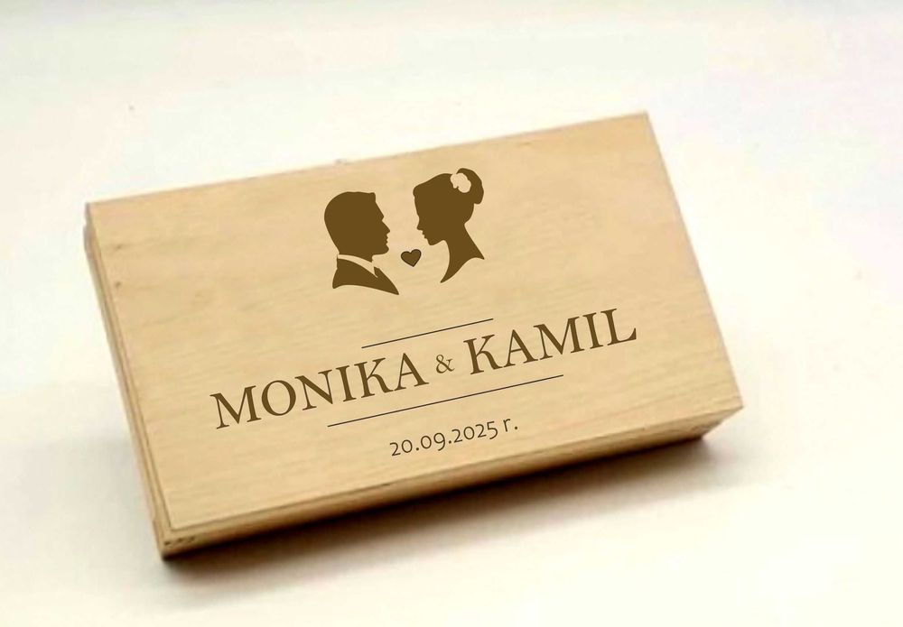 Pudełko na pieniądze z grawerem na ślub