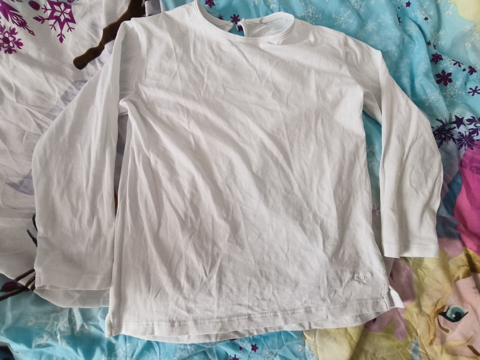 Biała bluzka koszulka z długim rękawem Hibou