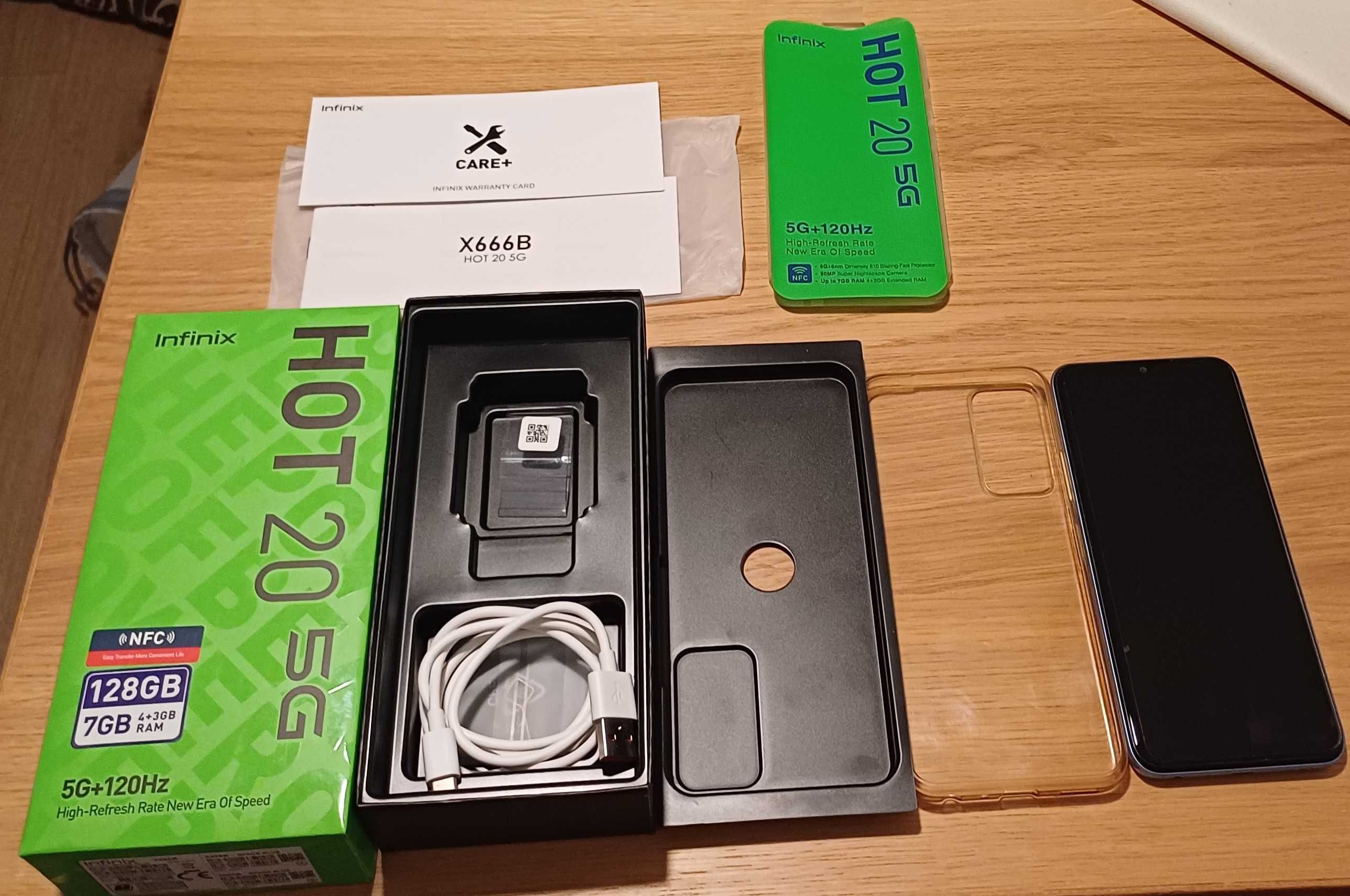 Infinix HOT 20 5G – Smartfon 5G kabel etui instrukcja pudełko