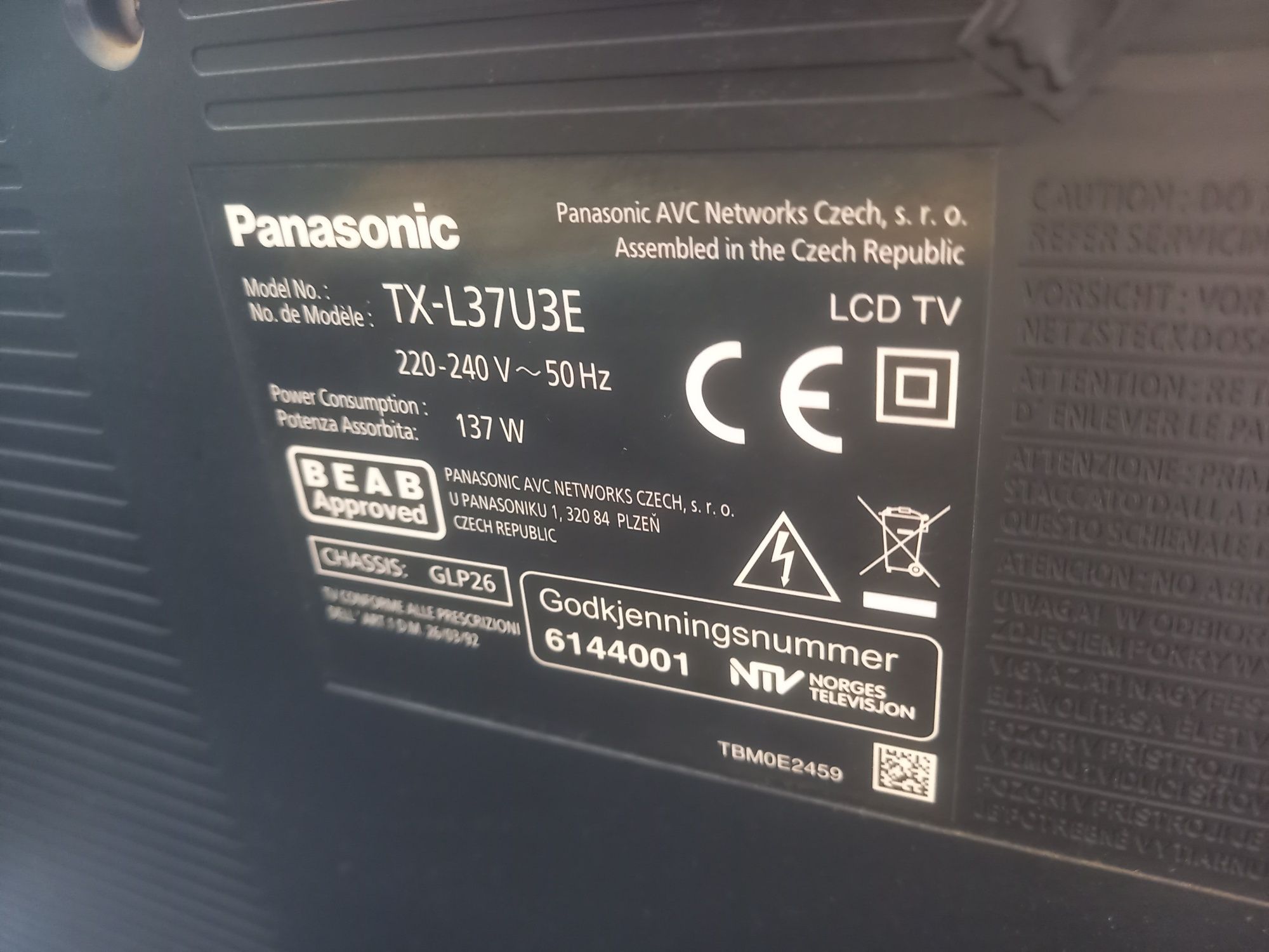 Telewizor 37" Panasonic Viera TX-L37U3E