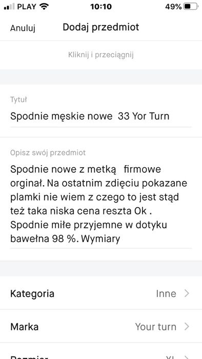 Spodnie męskie 33 Your Turn nowe