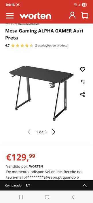 Mesa gaming Alfa gamer Auri preta