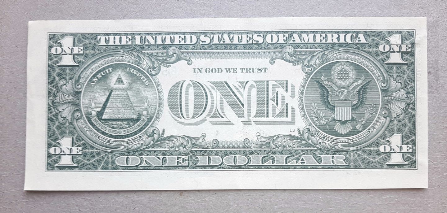 Nota 1 Dollar - Circulada - Margens Largas e Estreitas - Erro