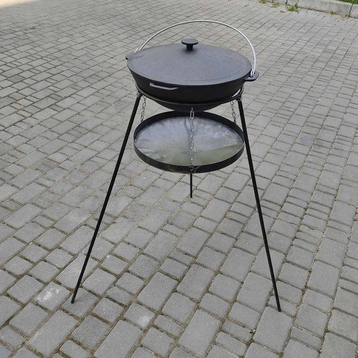 Сковорода із диска борони 50 см з кришкою ручками і ніжками на вогонь