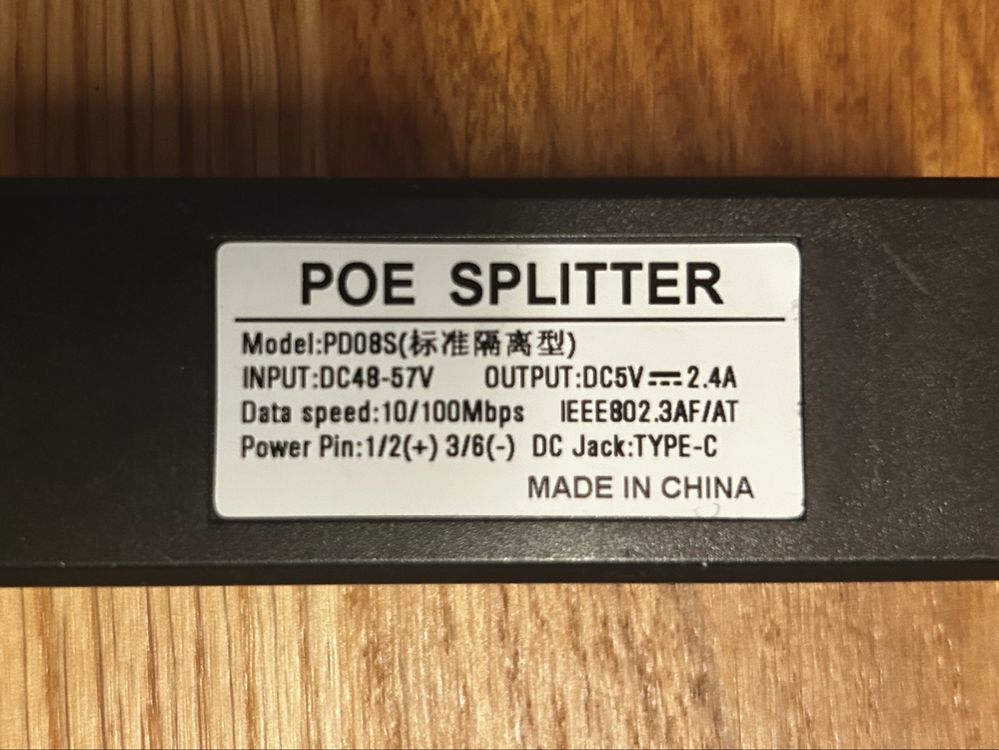 POE Splitter pd08s перехідник Type-C USB + RJ45 LAN