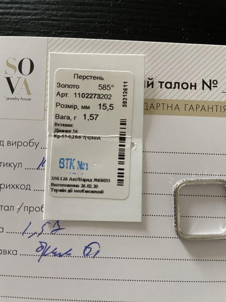 Продам каблучку з чорними діамантами