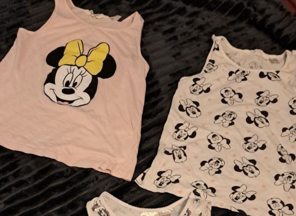 4 szt. topy H&M super stan Minnie, Świnka Peppa, Jednorożec 134/140