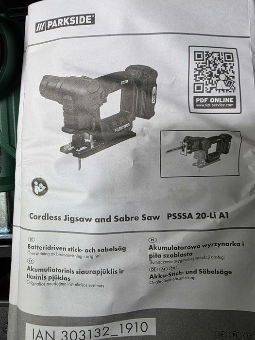 PARKSIDE Akumulatorowa wyrzynarka i piła szablasta 2 w 1, 20 V, PSSSA