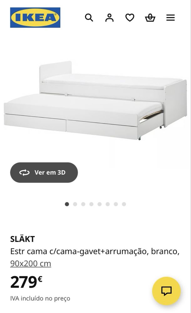 Cama IKEA SLÄKT com cama gaveta e arrumação
