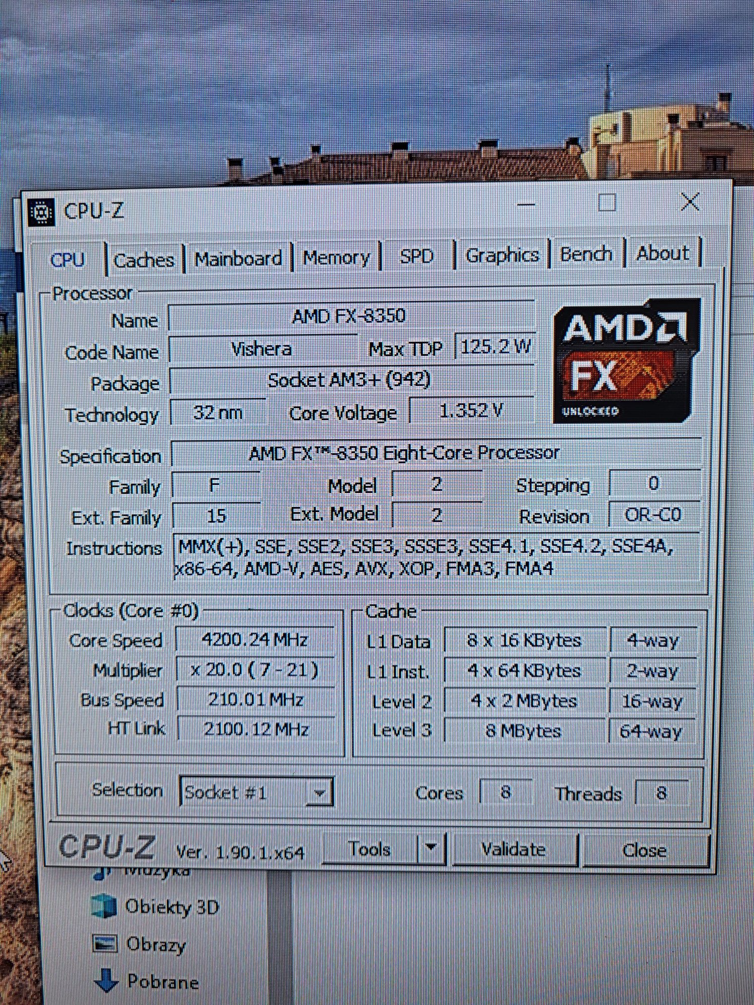 Płyta główna z procesorem AMD FX8350 8 rdzeni 4,2 i pamięcią 20 GB Ram