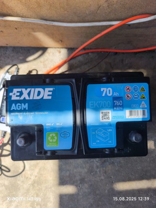 Akumulator AGM Exide 70Ah 760A EK700