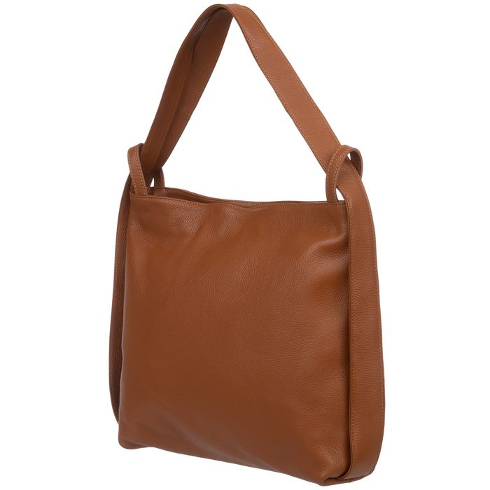 VERA PELLE torebka damska duża skórzana worek na ramię V511 c.brązowa