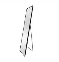 Lustro stojące, wiszące, czarna aluminiowa rama, 151,5 x 35 cm
