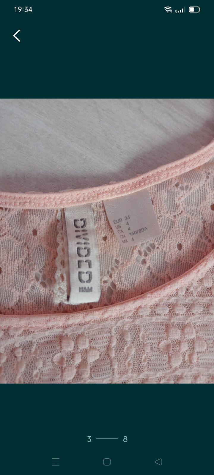 Sukienka XS 158 164 koronkowa łososiowa H&M z koła ślub wesele kwiaty