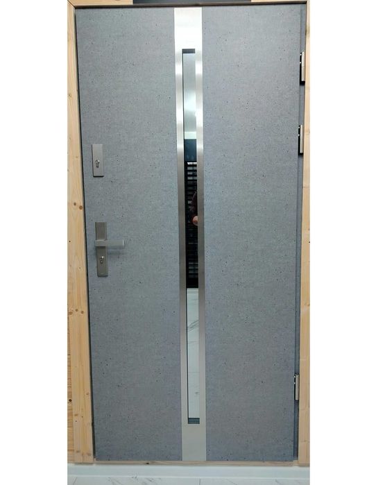 Drzwi zewnetrzne Polskie grubość 72 mm kolor beton 90 tka prawa