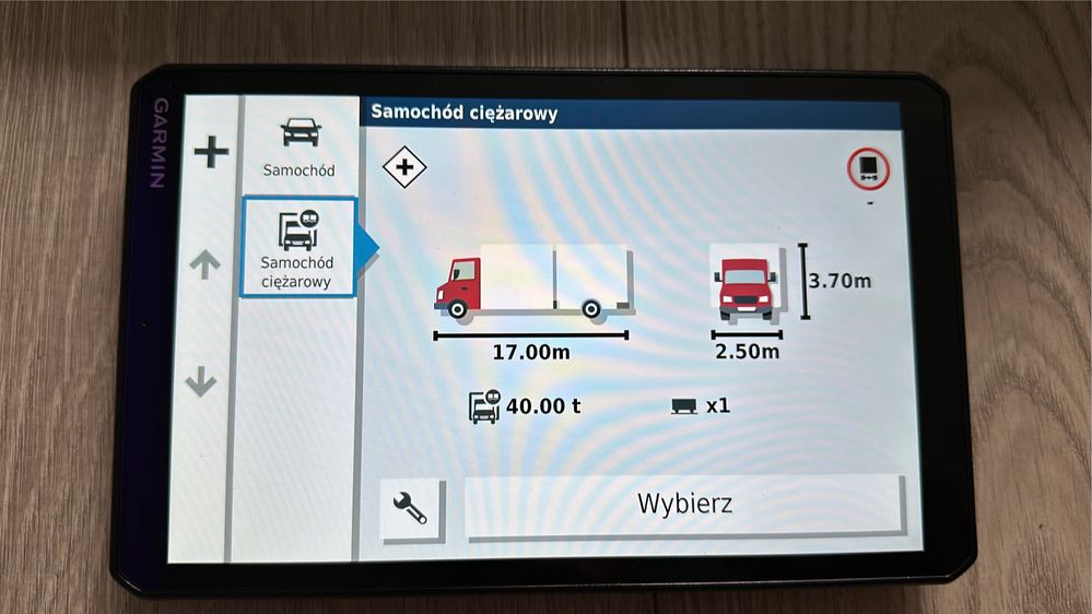 Garmin LGV800 nawigacja na Ciezarowe